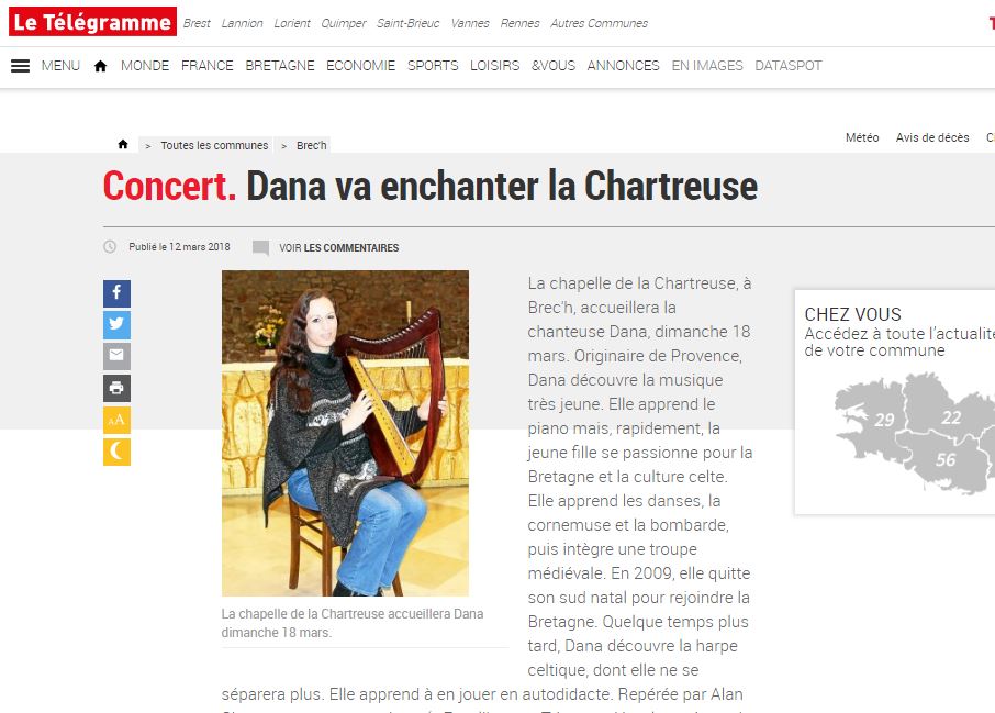 Concert. Dana va enchanter la Chartreuse - Bre'h - LeTelegramme.fr